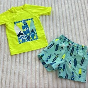 C&C California Neon Yellow and Blue Kids Rashguard Set